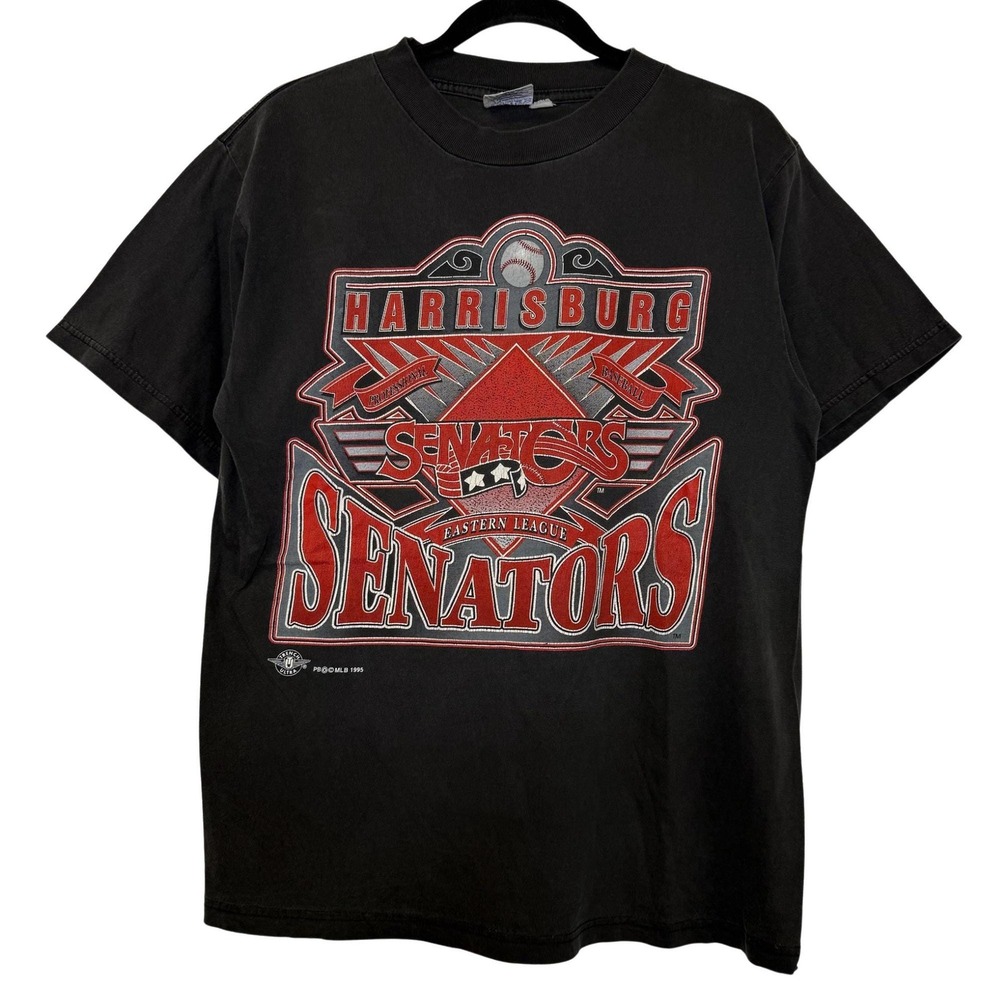 Harrisburg Senators Eastern League T Shirt Mens M 90s Baseball Black
